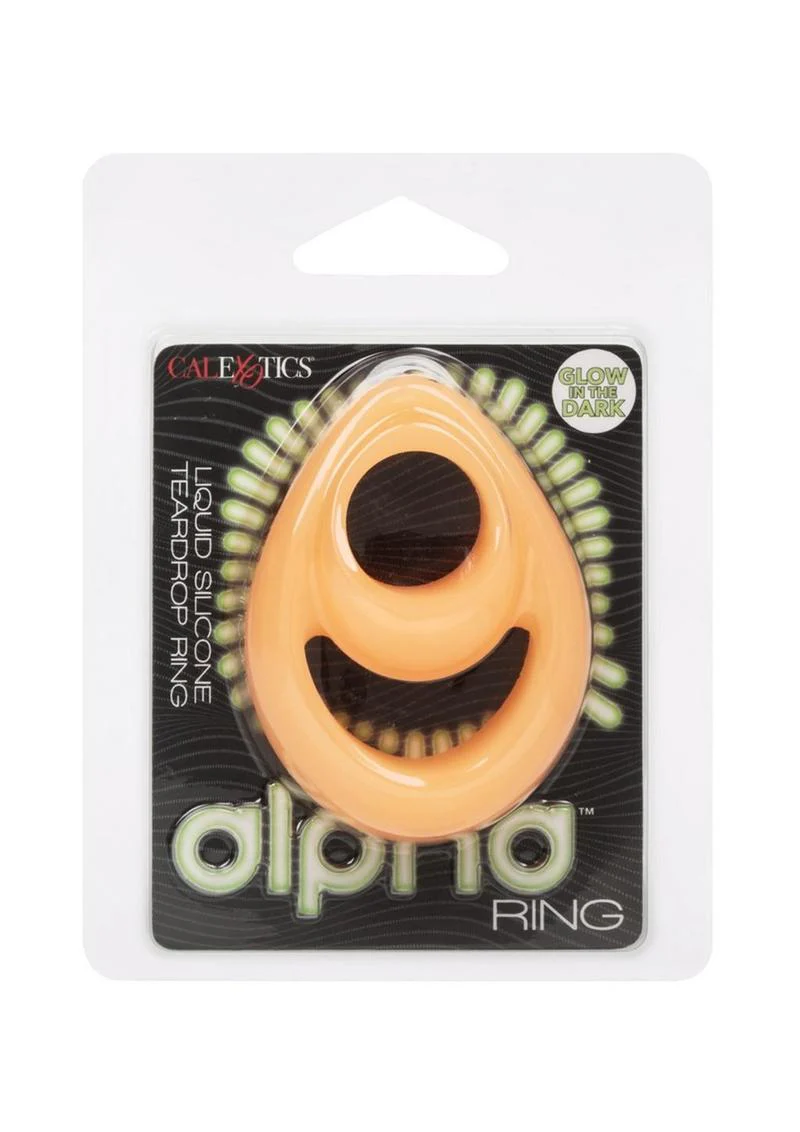 Alpha Glow In The Dark Liquid Silicone Teardrop Dual Ring - Image 2