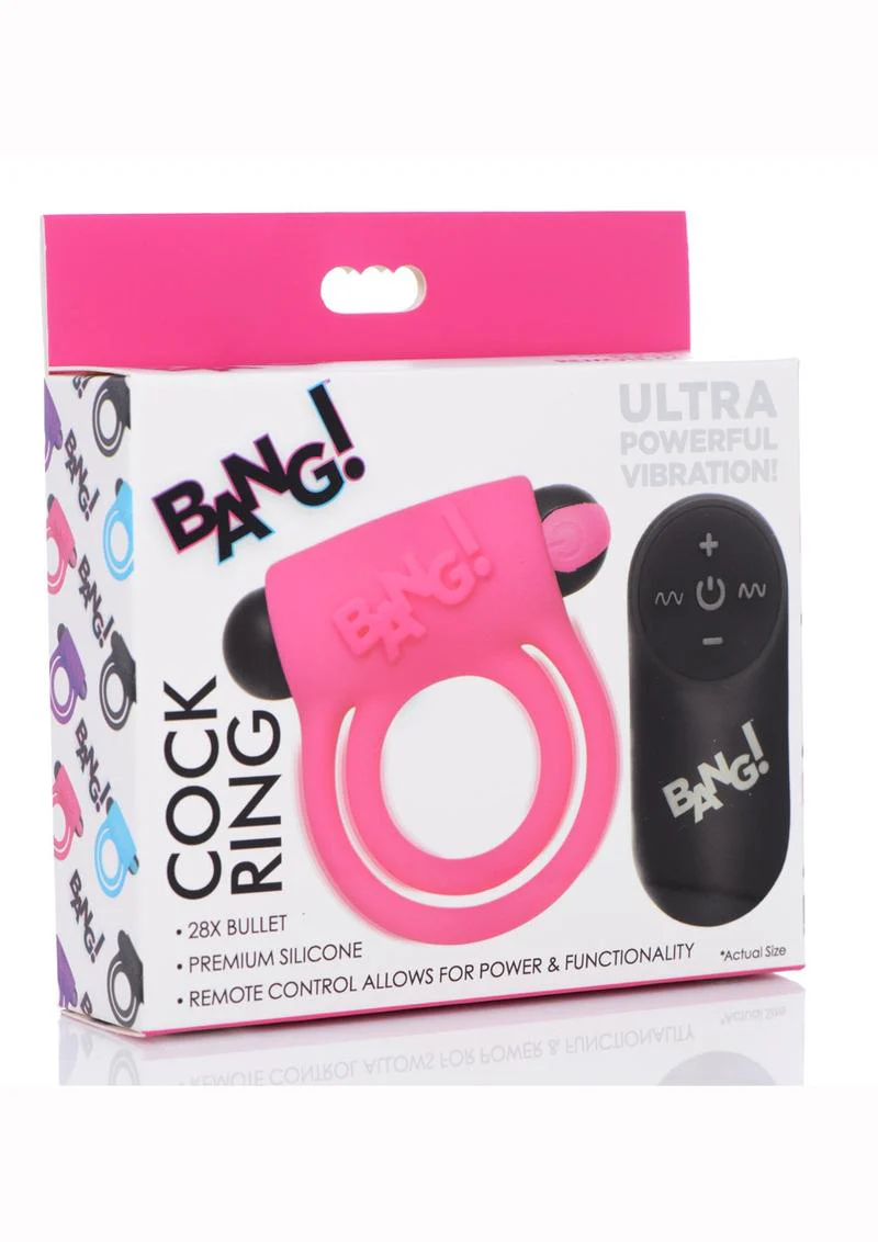 Bang! Silicone Rechargeable Cock Ring and Bullet with Remote Control - Image 10