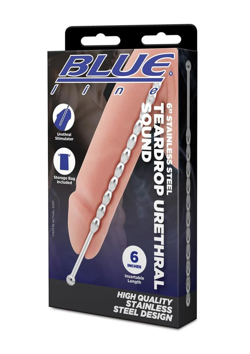 Blue Line Teardrop Urethral Sound 6in - Stainless - Image 2
