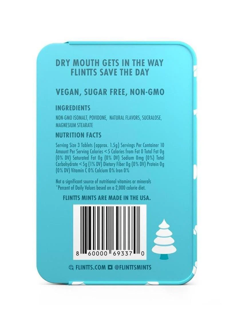 Flintts Mints Mouth Watering Oral Delights - Snowy Pine (F Strength 225) - 28-30 Per Tin - Image 3