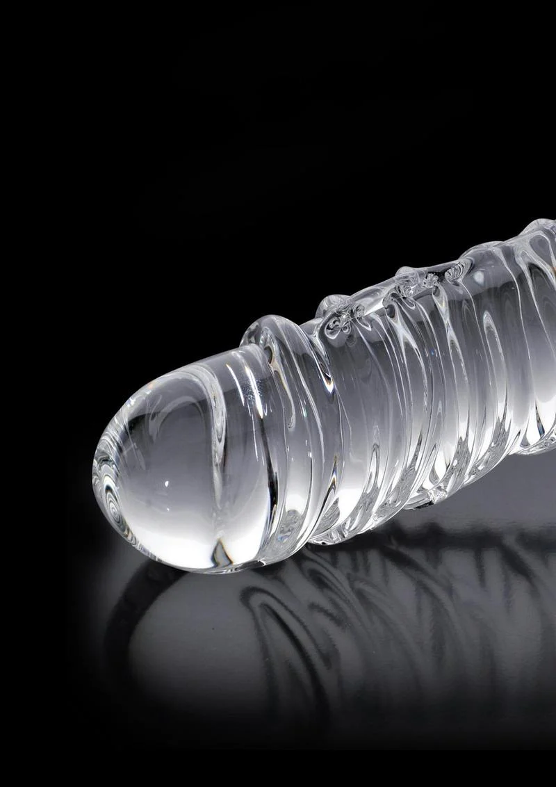 Icicles No. 63 Textured Glass Dildo with Balls - Image 3