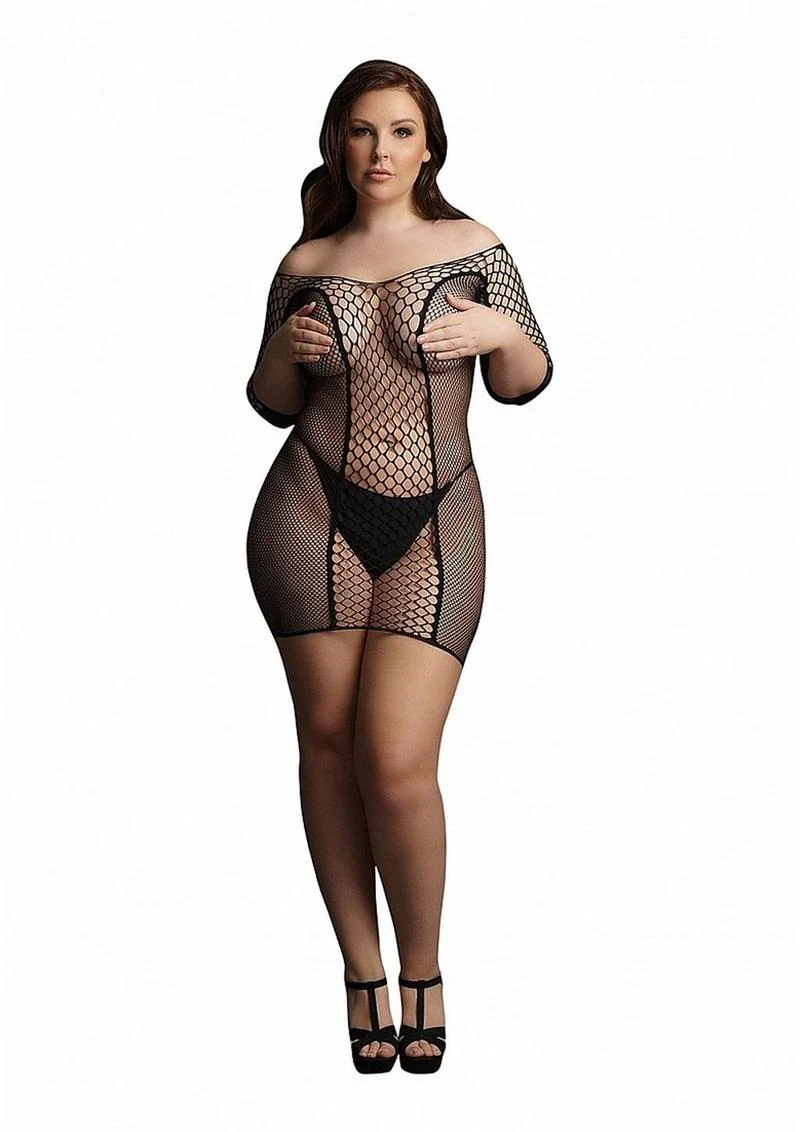 Le Desir Duo Net Sleeved Mini Dress - Image 5
