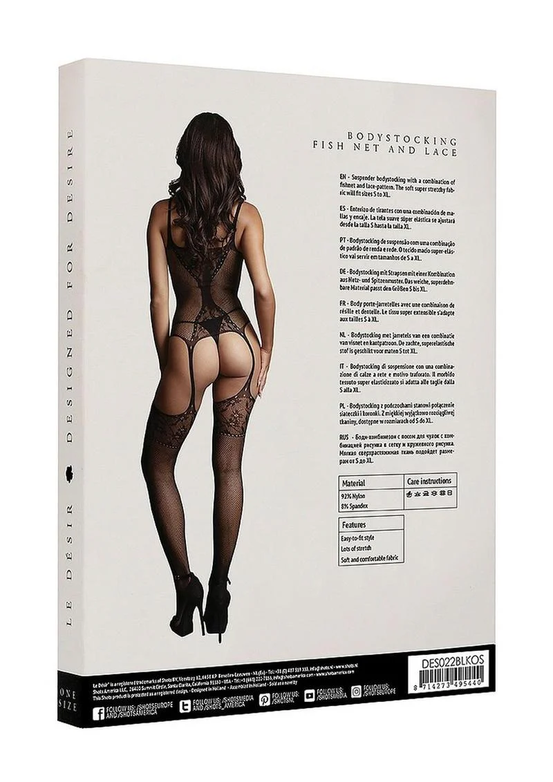 Le Desir Fishnet and Lace Bodystocking - Image 15