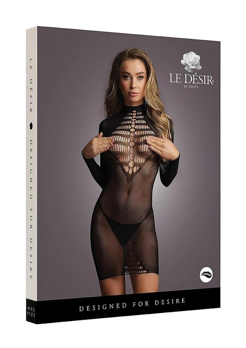 Le Desir Long Sleeve Fishnet Dress - Image 2