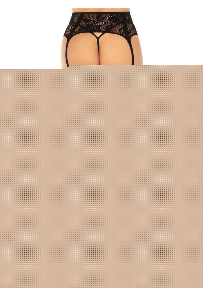 Leg Avenue French Rose Lace Backseam Stockings with Attached Garter Belt - Image 4