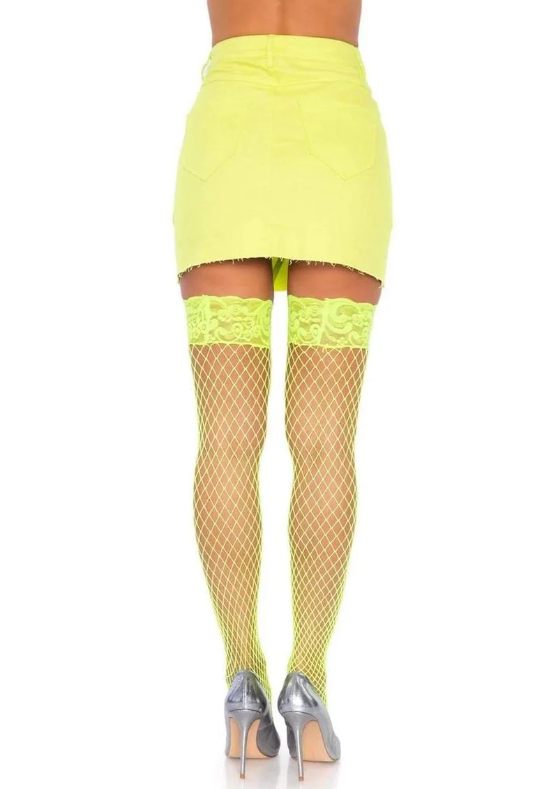 Leg Avenue Spandex Industrial Net Thigh Highs with Stay Up Silicone Lace Top - Image 7