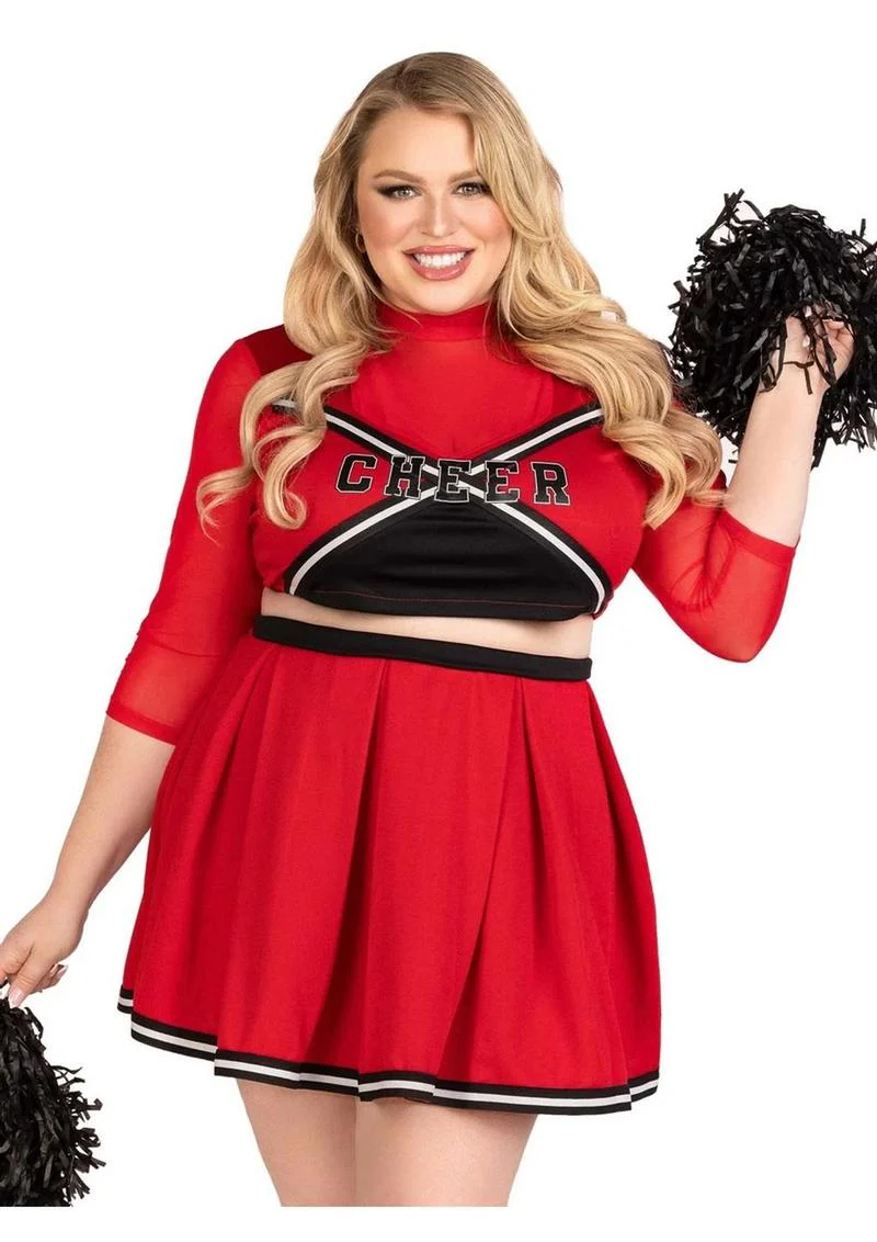 Leg Avenue Varsity Babe Set Crop Top with Cheer Logo, Pleated Skirt, and Pom Poms - Image 6