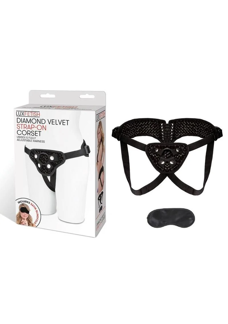 Lux Fetish Diamond Velvet Strap-On Corset Adjustable - Image 3