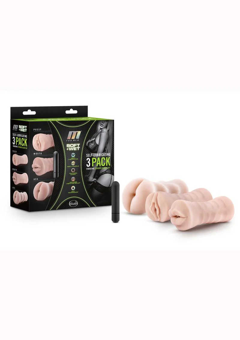 M For Men Soft and Wet Self-Lubricating Vibrating Masturbator Kit - Image 2