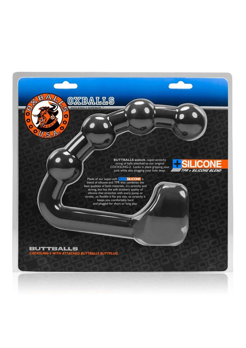 Oxballs Buttballs Silicone Cock Sling-2 with Attached Butt Plug - Image 2