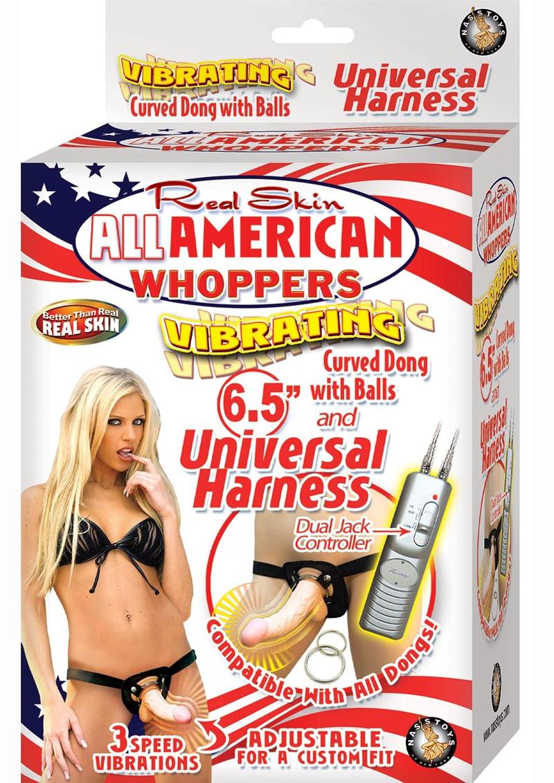 Real Skin All American Whoppers Vibrating Dildo with Universal Harness - Image 2