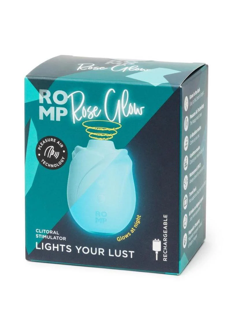Romp Rose Glow Rechargeable Silicone Glow In The Dark Air Clitoral Stimulator - Image 2