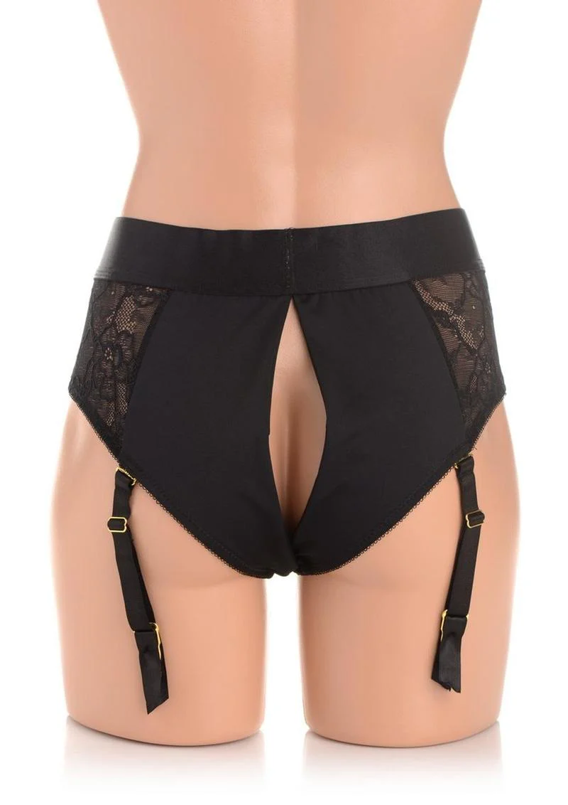 Strap U Laced Seductress Lace Crotchless Panty Harness with Garter Straps - Image 4