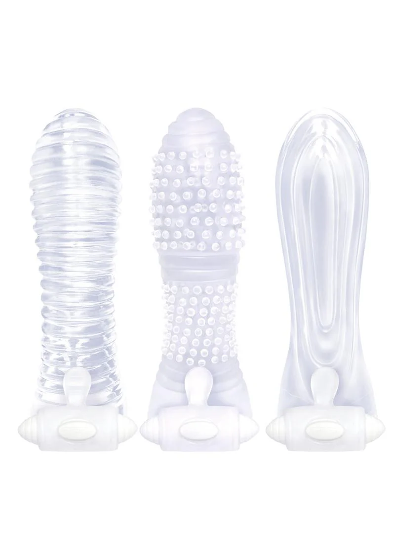 The 9's - Vibrating Sextenders, 3-Pack, Nubbed, Contoured, Ribbed