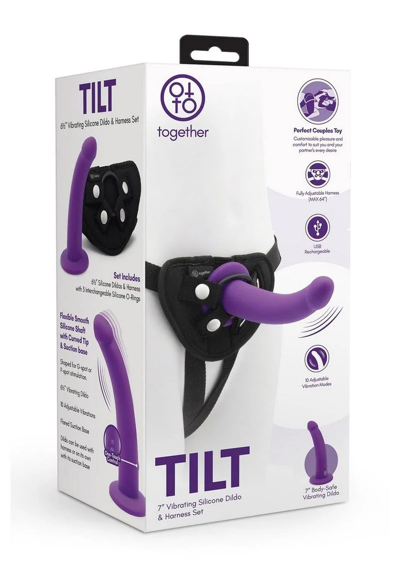 Together Toys Tilt Silicone 6.5in Dildo and Harness - Image 2